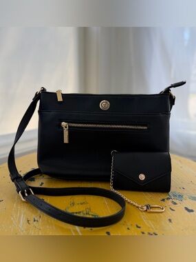 Anne Klein Black Crossbody Bag with Wallet